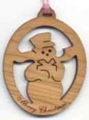 Offering custom wooden snowman Christmas ornaments.  Personalized XMAS ornaments make special and unique gifts during the holidays.