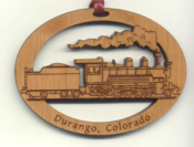 Offering train Christmas ornaments.  Personalized train engraved with names, dates, and more makes a unique and memorable ornament gift.