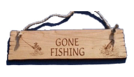 Offering custom wood gone fishing signs.  Our laser engraved wood sign products can be engraved in any size and shape economically.