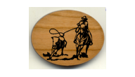 Offering custom engraved wooden western calf roping magnets.  Our western refrigerator magnets make great favors and mementos at western special occasions.