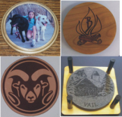 Offering Custom Coasters for as low as $.18 each! Many coasters to choose from.  Inexpensive, photo, wooden, marble, and leather coasters.