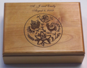 Offering custom engraved wood logo gift boxes.  Our personalized gift boxes can have any art work or logo or even pictures engraved onto them.  They make unique gifts and appreciation products for employees and clients.