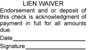 Lien Waiver Rubber Stamps