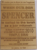 Wooden Bar Mitzvah Invitations(Maple NewsPrint Sample)