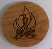 Wooden Coaster With Campfire Engraving