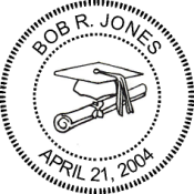 Offering graduation embossing seals. We engrave any graduatation seal format that you like.  We can engrave custom clip art.