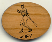 Offering custom baseball magnets.  Our unique sports magnets are engraved from cherry wood to the size and specifications you request.