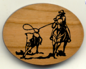 Offering custom engraved wooden western calf roping magnets.  Our western refrigerator magnets make great favors and mementos at western special occasions.