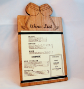 Wood Wine List Menu(Cut Out glass Example)