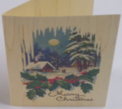 Wood Christmas Card(Cabin With Holly Sample)