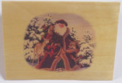 Wood Christmas Card(Old Time Santa Sample)