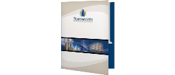Offering 9x14 presentation folders. Our pocket folder products are imprinted in beautiful gold or silver foil economically and with low minimums.  They work great for real estate, mortgage, and other legal applications.