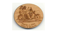 Offering custom made wooden motorcycle magnets.  Our laser engraved cherry wood magnets are unique favors for motorcycle clubs and rallys.