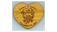 Offering custom wedding favor magnets. Our laser engraved cherry wood magnet favors make unique gifts and mementos.
